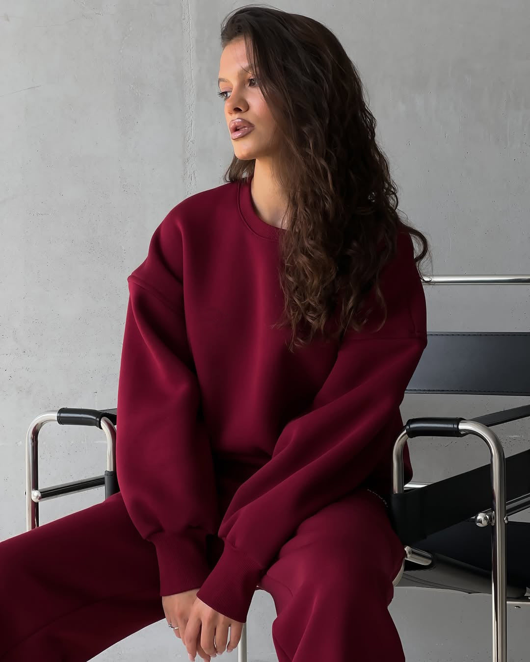 Damen lässiger Sport-Loungewear-Anzug mit crop Schnitt und weitem Bein R&B