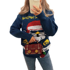 Damen festlicher Strickpullover mit Weihnachtsmotiv R&B