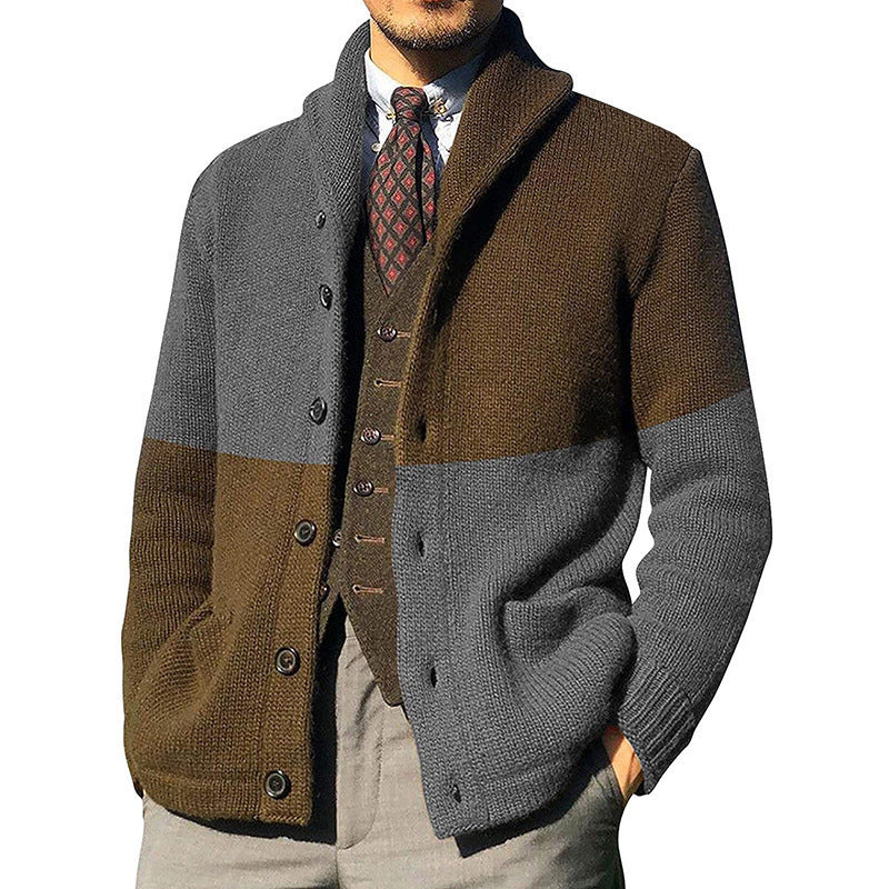 Herren Elegante Strickjacke mit hochgeschlossenem Kragen und Knopfdetails R&B