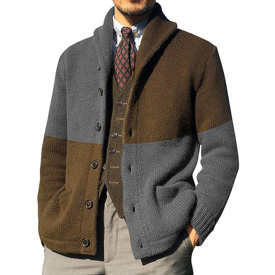 Herren Elegante Strickjacke mit hochgeschlossenem Kragen und Knopfdetails R&B
