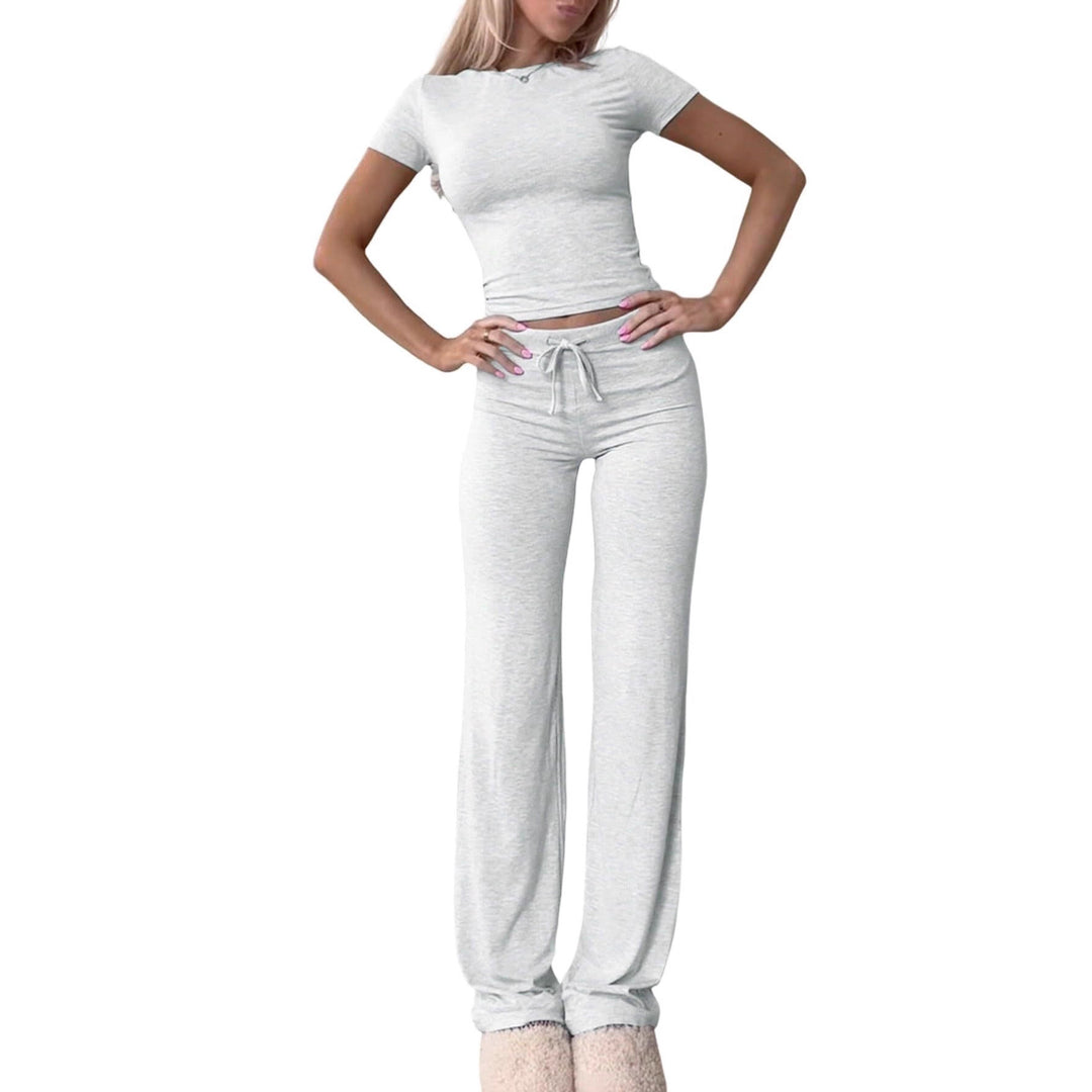Damen lässiges Lounge-Set mit figurbetontem Oberteil und bequemer Hose R&B