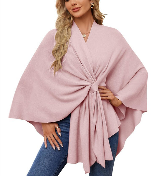 Damen Eleganter Wickelpullover mit asymmetrischem Schnitt R&B