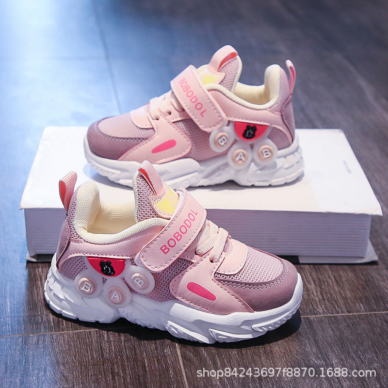Damen Sportliche Kindersneaker mit praktischem Klettverschluss und bunten Applikationen