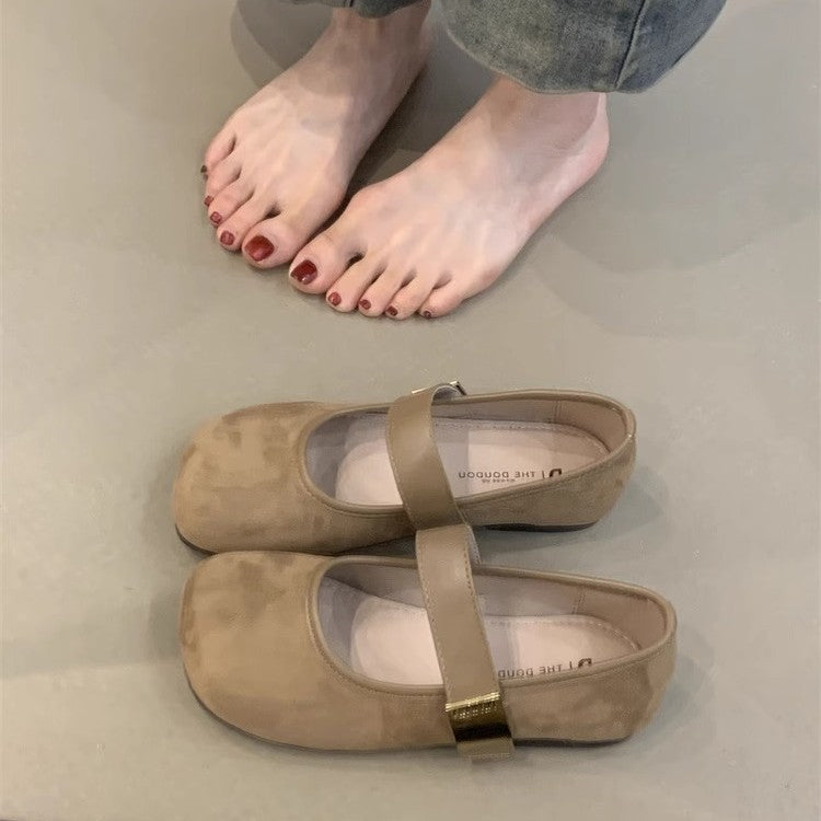 Damen elegante Ballerina-Schuhe mit dekorativem Riemchen und komfortablem Fußbett R&B