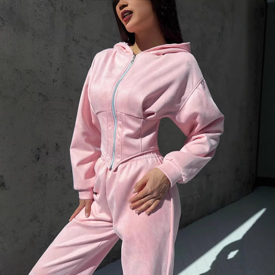 Damen Urbaner Kapuzen-Jumpsuit mit funktionellen Details R&B