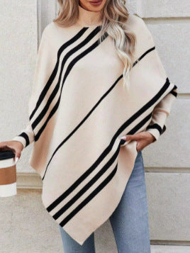 Damen Poncho mit modernen Streifen R&B
