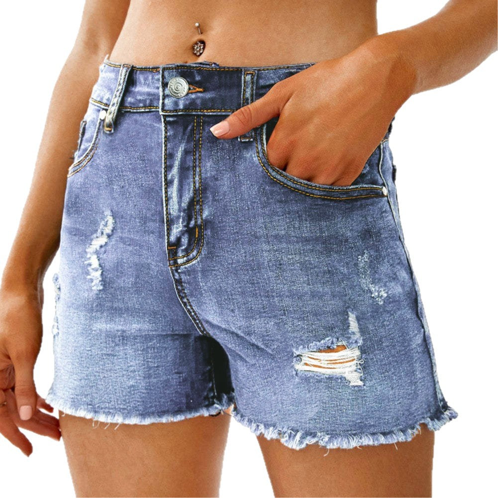 Damen Destroyed Denim-Shorts R&B