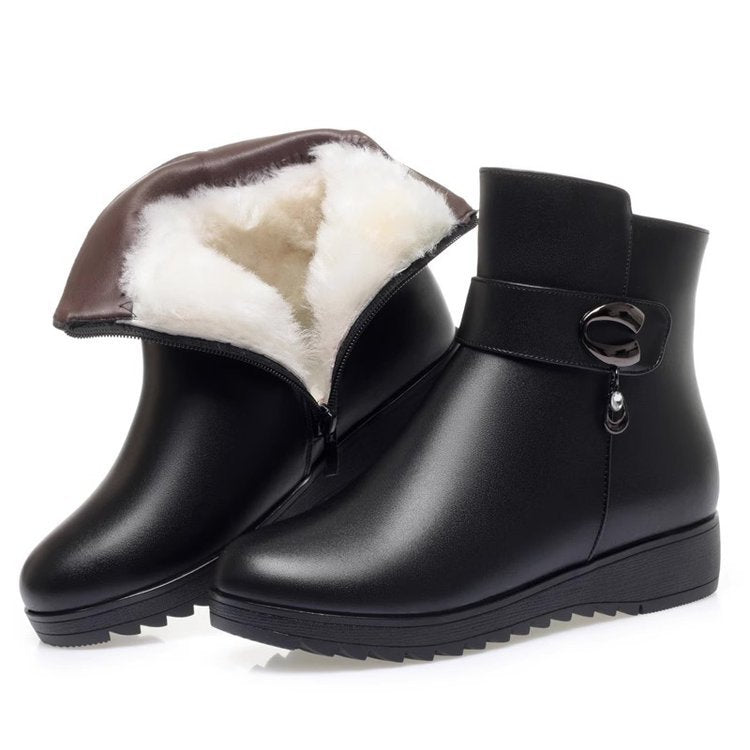 Damen gefütterte Winterstiefel mit modischer Schnallenverzierung R&B