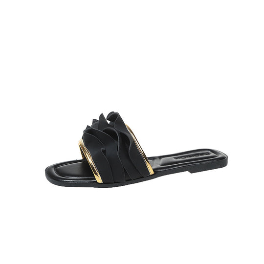 Damen elegante Riemensandalen mit dekorativem Rüschendetail R&B