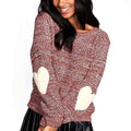Damen Pullover mit Herzapplikationen und weichem Stoff R&B