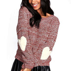 Damen Pullover mit Herzapplikationen und weichem Stoff R&B