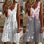 Damen Maxikleid mit Spitzenelementen und modernen Streifen R&B
