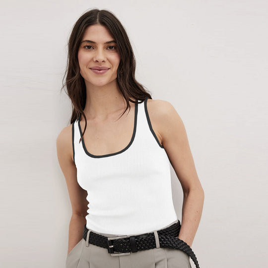 Damen Basic Spaghetti-Top mit elegantem Rippdesign R&B