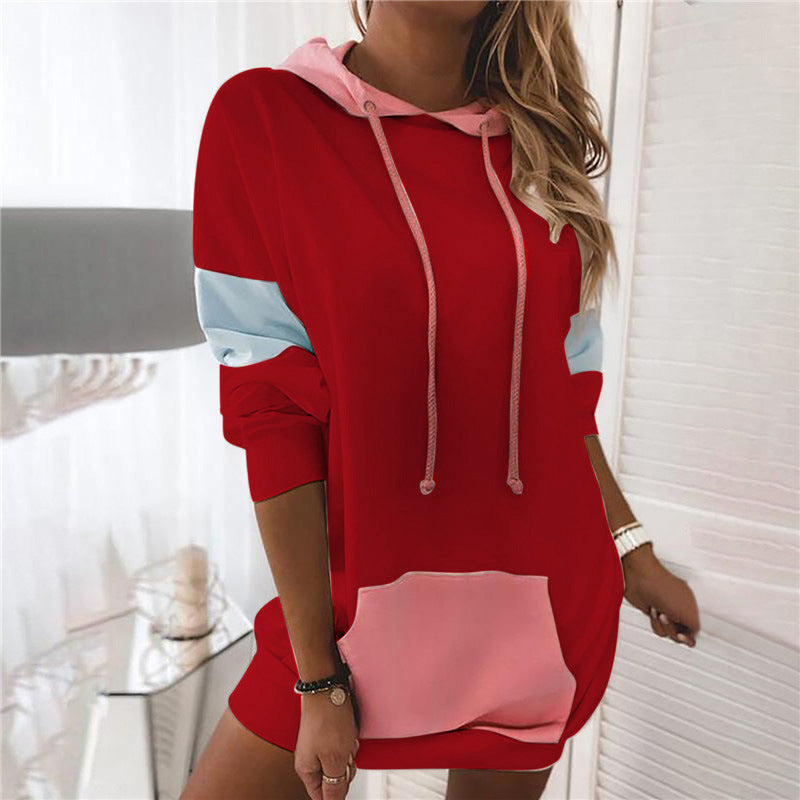 Damen Kapuzenkleid in sportlichem Design mit praktischen Taschen R&B