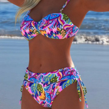 Damen Balconette Bikini mit floralem Design und verstellbaren Trägern R&B
