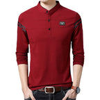 Herren Langarm-Henley-Shirt mit stylischen Kontraststreifen