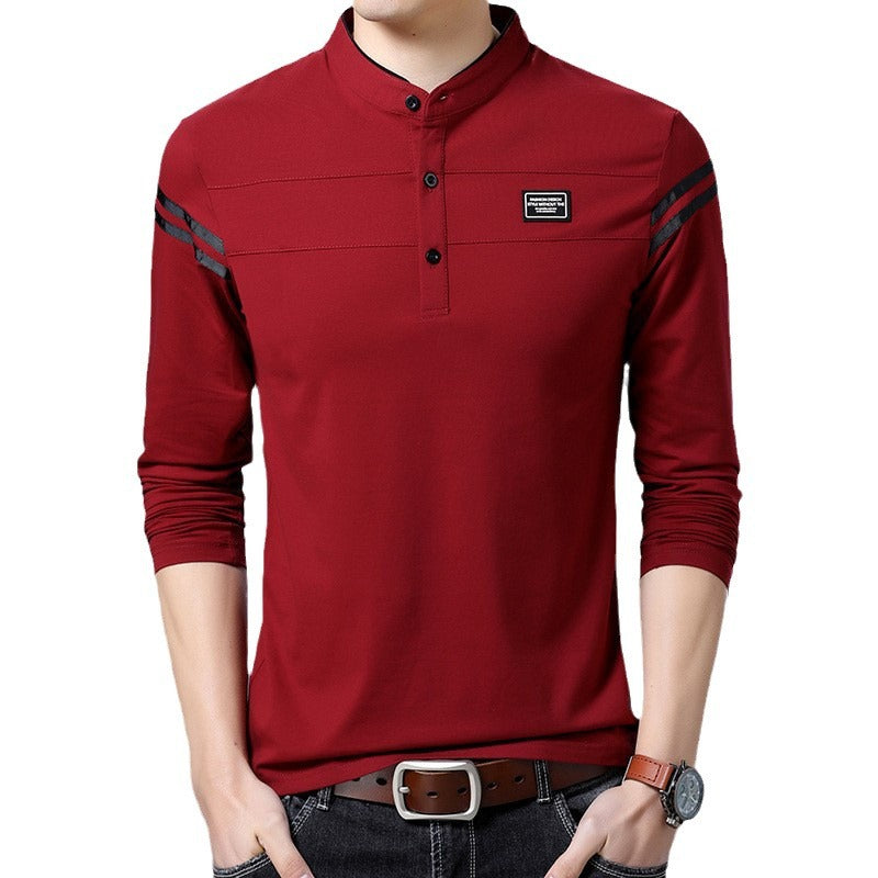 Herren Langarm-Henley-Shirt mit stylischen Kontraststreifen