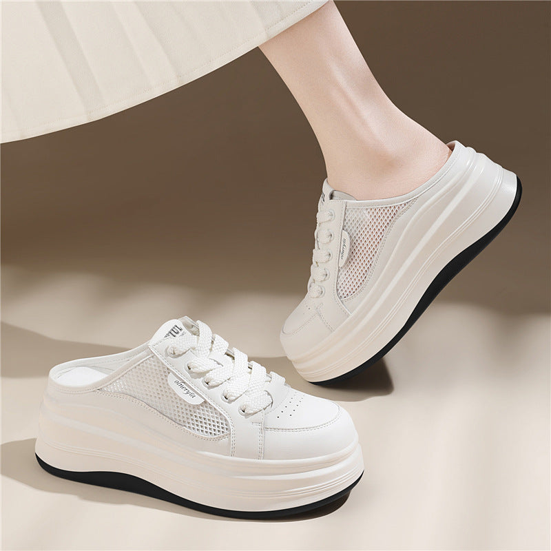 Damen Bequeme Plateau-Sneaker mit atmungsaktiver Mesh-Oberfläche R&B