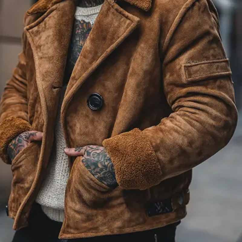 Herren lässige Wildlederjacke mit weichem Innenfutter