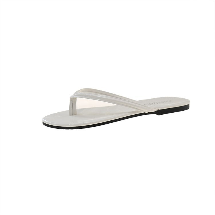 Damen flache Zehentrenner mit transparentem Riemendesign R&B