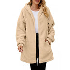 Damen weiche und kuschelige Fleecejacke mit Kapuze und Seitentaschen R&B