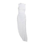 Damen figurbetontes Maxikleid mit raffinierten Cut-Outs und hohem Schlitz R&B