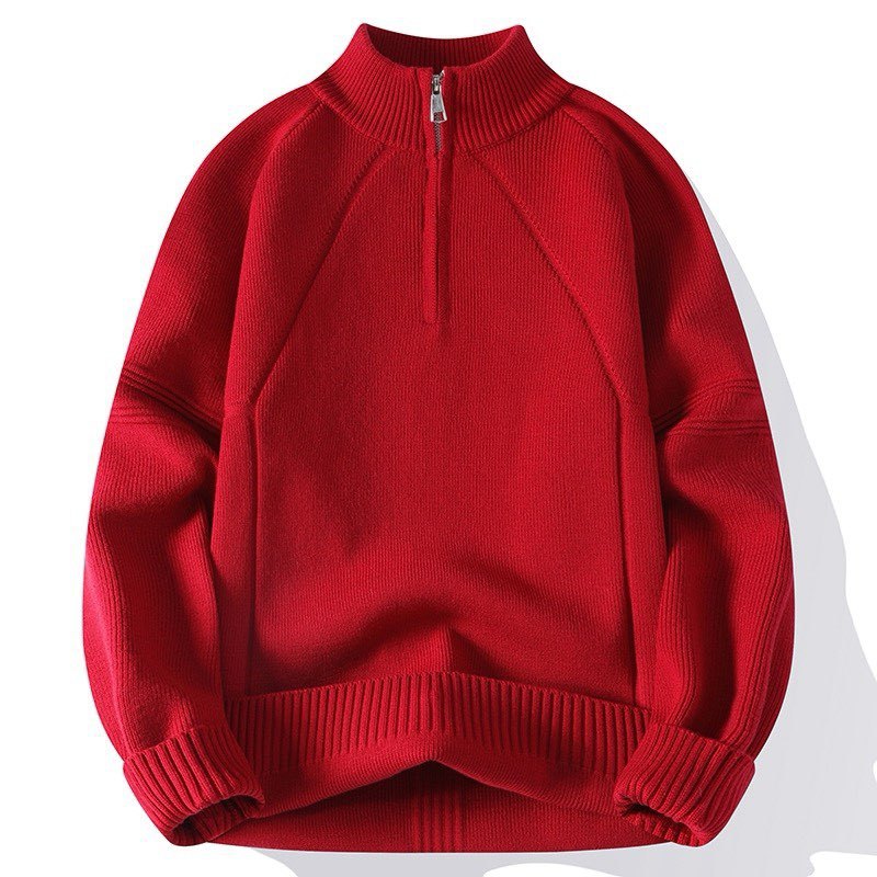 Herren Sportlicher Stehkragenpullover mit Reißverschluss und strukturiertem Design