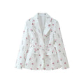 Damen stilvolle Blazerjacke mit floralem Design und tailliertem Gürtel
