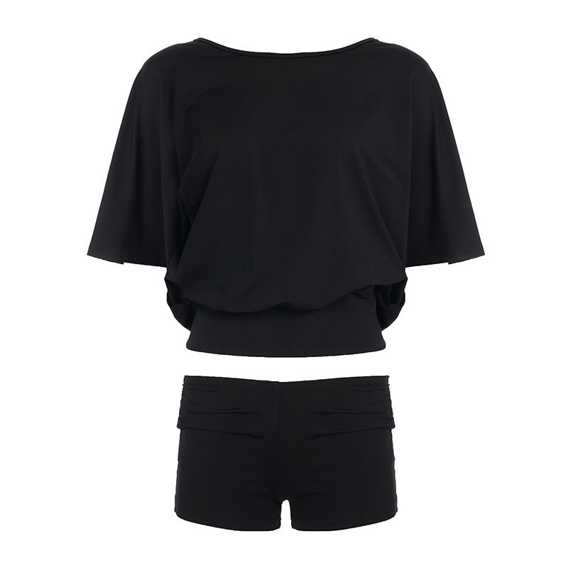 Damen Sportliches Zweiteiler-Set mit oversized Oberteil und kurzen Shorts R&B
