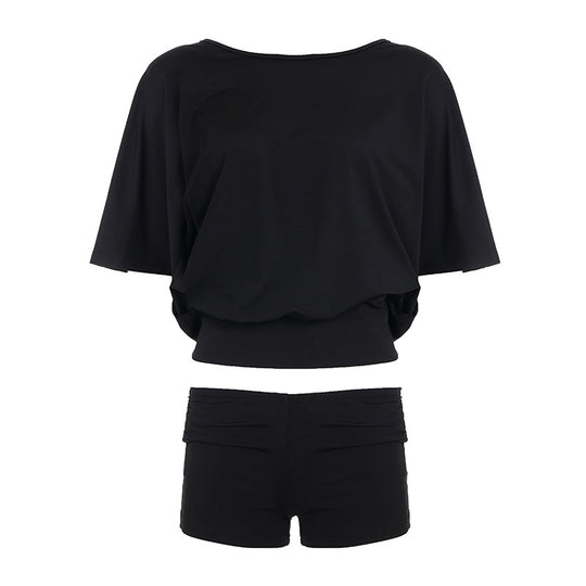 Damen Sportliches Zweiteiler-Set mit oversized Oberteil und kurzen Shorts R&B