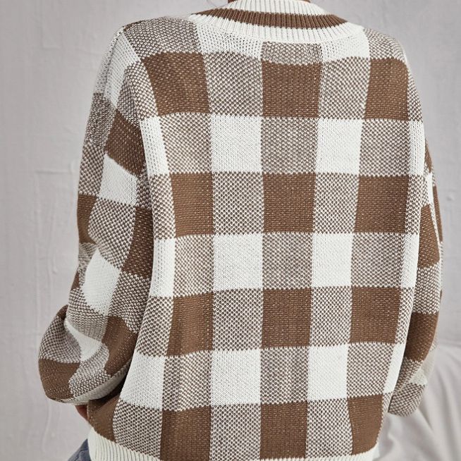Damen Oversize-Karo-Pullover R&B