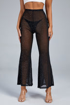 Damen Transparentes Flared-Hosenträger-Set mit Glitzer-Akzenten R&B