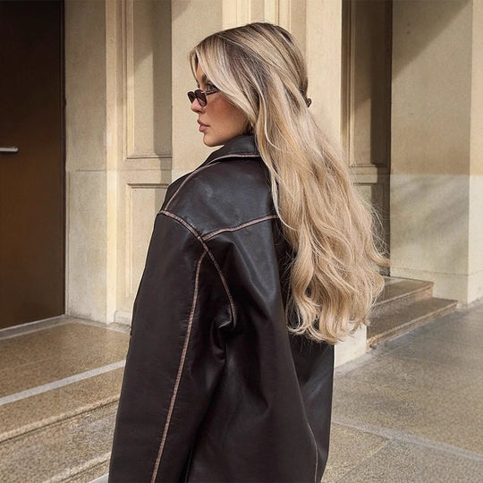 Damen Kunstlederjacke mit klassischen Details R&B