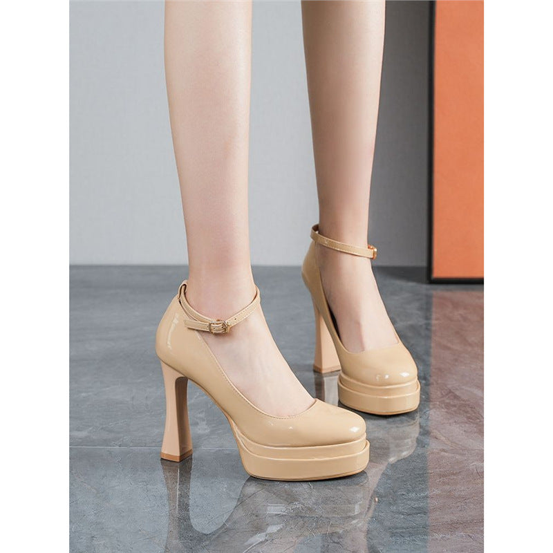 Damen bequeme und elegante Plateau-Pumps mit verstellbarem Riemen R&B