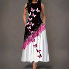 Damen Maxikleid mit floralem Motiv und praktischen Taschen R&B