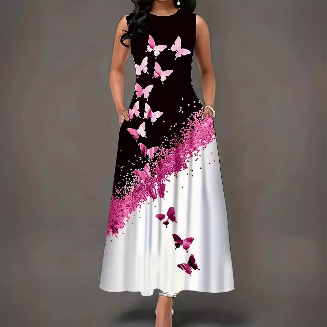 Damen Maxikleid mit floralem Motiv und praktischen Taschen R&B