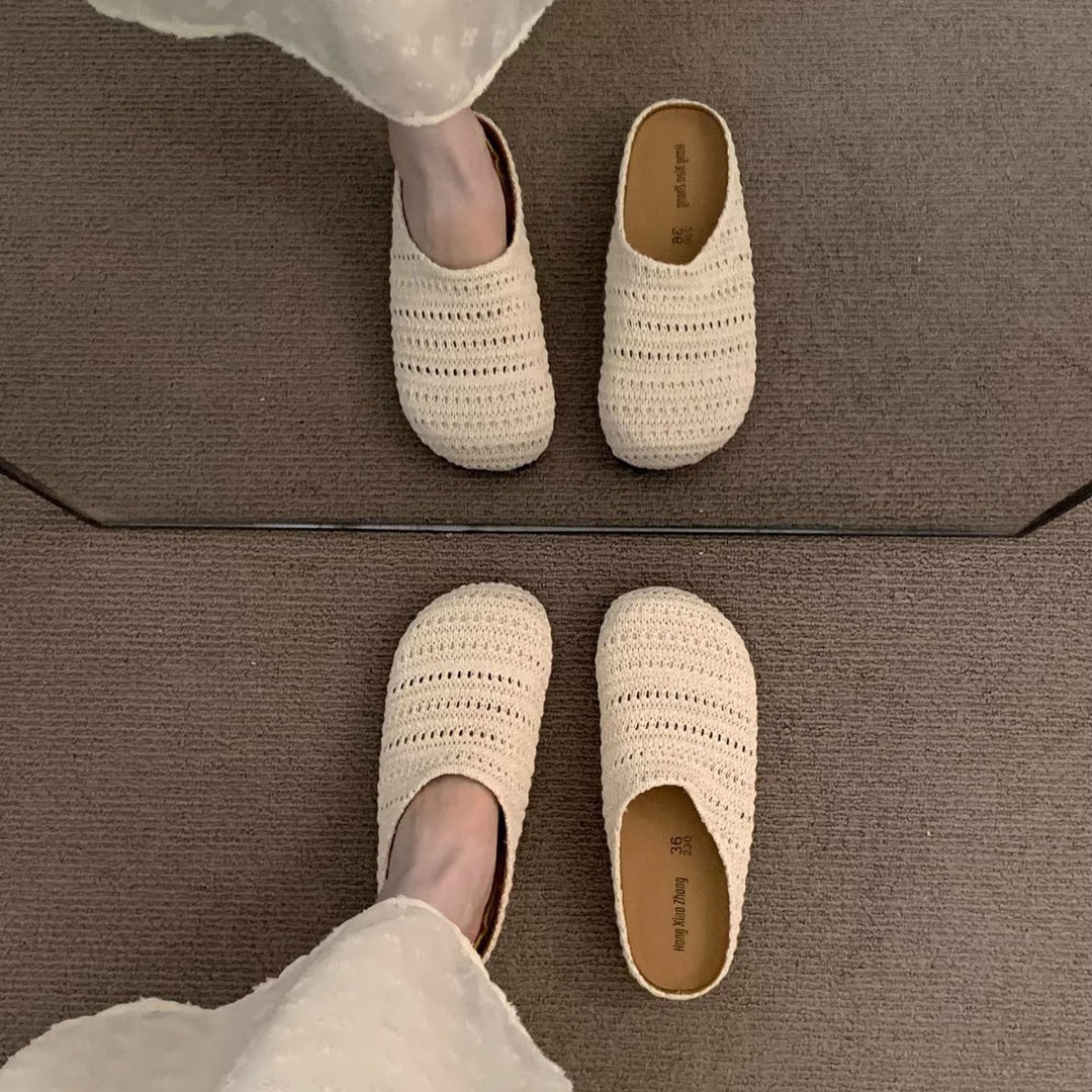 Damen bequeme Slipper aus atmungsaktivem Textilmaterial R&B