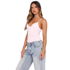 Damen Figurnahes Tanktop mit tiefem V-Ausschnitt und breiten Trägern R&B