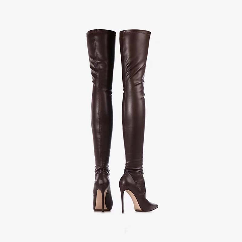 Femme Über-die-Knie Spitzenzehen Stiletto Stiefel R&B