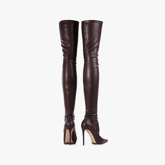 Femme Über-die-Knie Spitzenzehen Stiletto Stiefel R&B