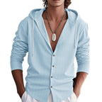 Herren lässige Freizeitjacke mit Kapuze und Knopfleiste R&B