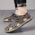 Herren Atmungsaktive Leder-Sandalen mit perforiertem Design und rutschfester Sohle R&B