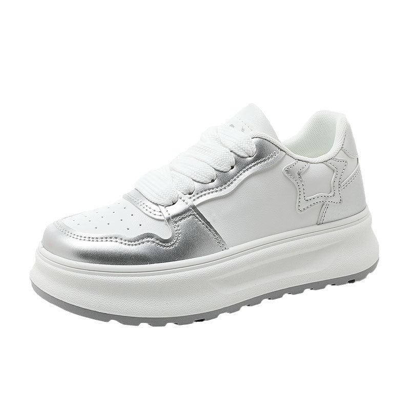Damen modische Plateau Sneakers mit metallic Akzenten und atmungsaktiver Oberfläche R&B