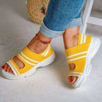 Damen atmungsaktive Freizeitschuhe mit offenen Zehen und elastischem Obermaterial R&B