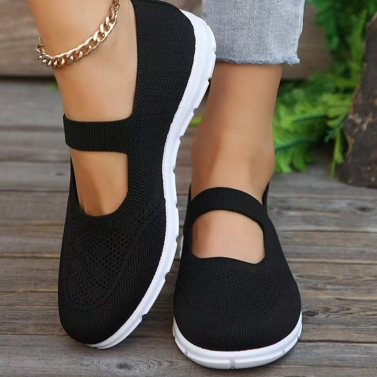 Damen Atmungsaktive und flexible Ballerinas mit elastischem Riemen R&B