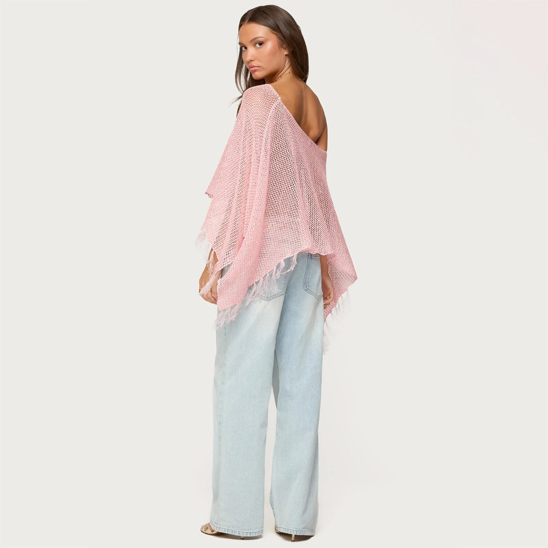 Damen stylischer Poncho mit Fransen R&B