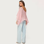Damen stylischer Poncho mit Fransen R&B
