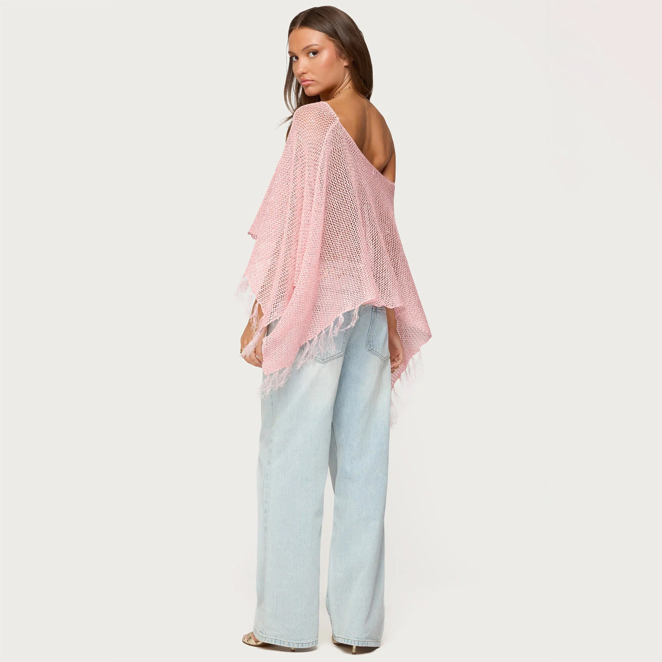 Damen stylischer Poncho mit Fransen R&B