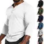 Herren Langarm-Henley-Shirt aus atmungsaktivem Baumwollmix mit Knopfdetails R&B