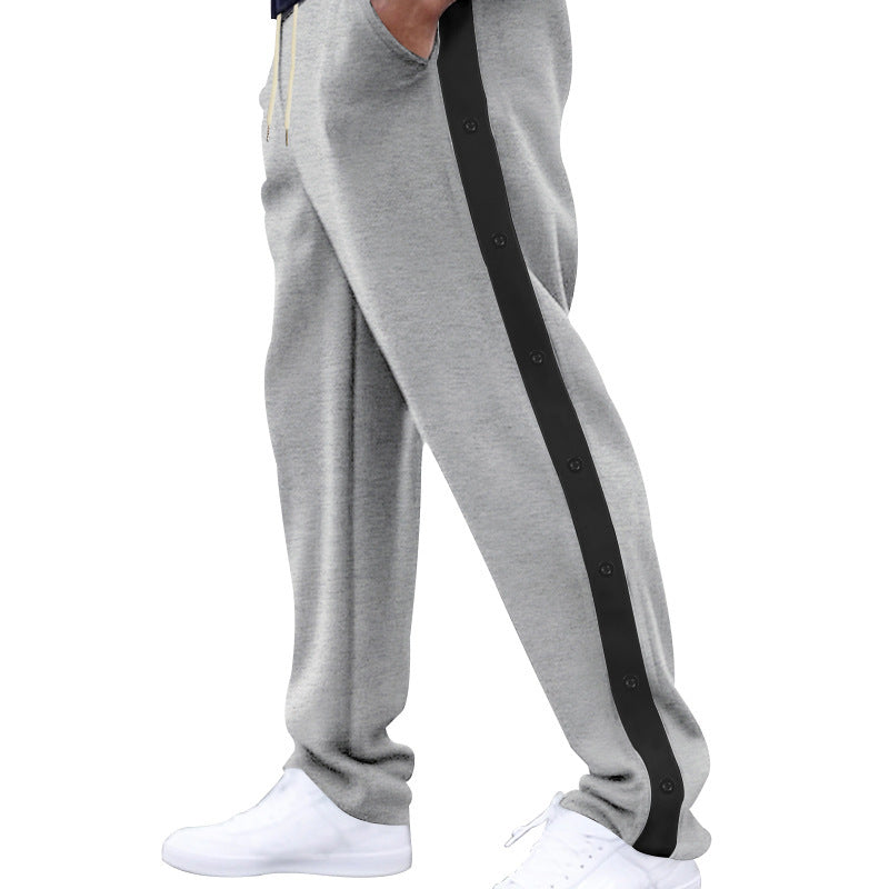 Herren Sportliche Trainingshose mit Knopf-Design und elastischem Bund R&B